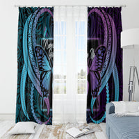 Polynesia Suicide Prevention Month Window Curtain Semicolon Butterfly Never Give Up Polynesian Pattern LT22 - Polynesian Pride