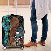 New Zealand Tui Bird Wahaika Luggage Cover Maori Weapon Paua Shell Koru Pattern