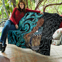 New Zealand Tui Bird Wahaika Quilt Maori Weapon Paua Shell Koru Pattern