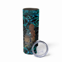 New Zealand Tui Bird Wahaika Skinny Tumbler Maori Weapon Paua Shell Koru Pattern