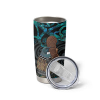 New Zealand Tui Bird Wahaika Tumbler Cup Maori Weapon Paua Shell Koru Pattern