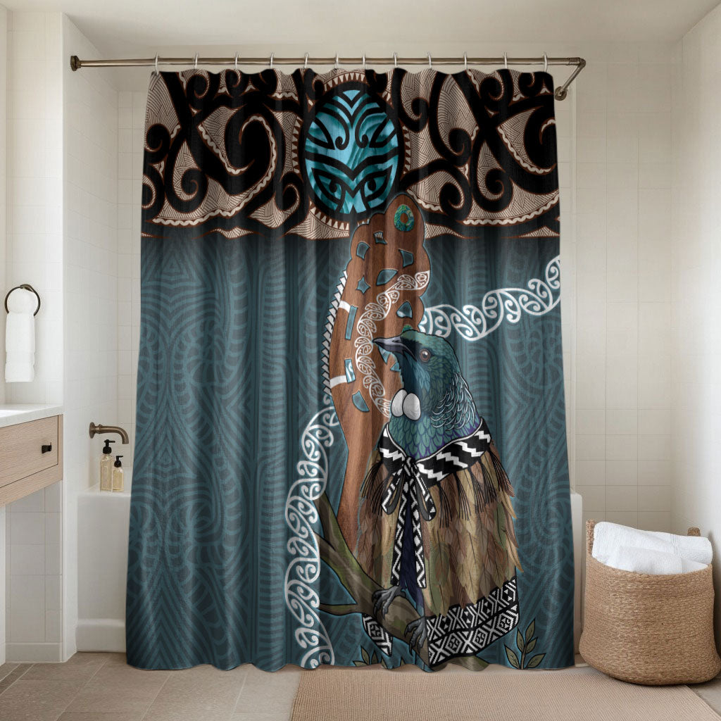 New Zealand Tui Bird Maripi Bathroom Set Maori Weapon Kowhaiwhai Pattern