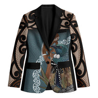 New Zealand Tui Bird Maripi Blazer Maori Weapon Kowhaiwhai Pattern