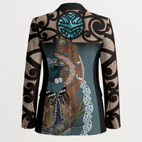 New Zealand Tui Bird Maripi Blazer Maori Weapon Kowhaiwhai Pattern