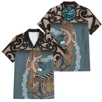 New Zealand Tui Bird Maripi Family Matching Summer Maxi Dress and Hawaiian Shirt Maori Weapon Kowhaiwhai Pattern