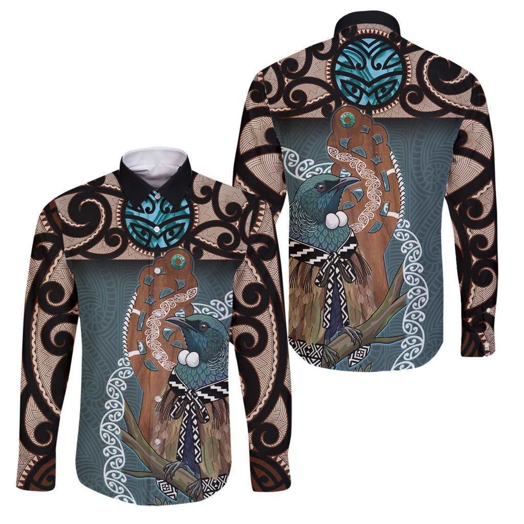 New Zealand Tui Bird Maripi Family Matching Summer Maxi Dress and Hawaiian Shirt Maori Weapon Kowhaiwhai Pattern