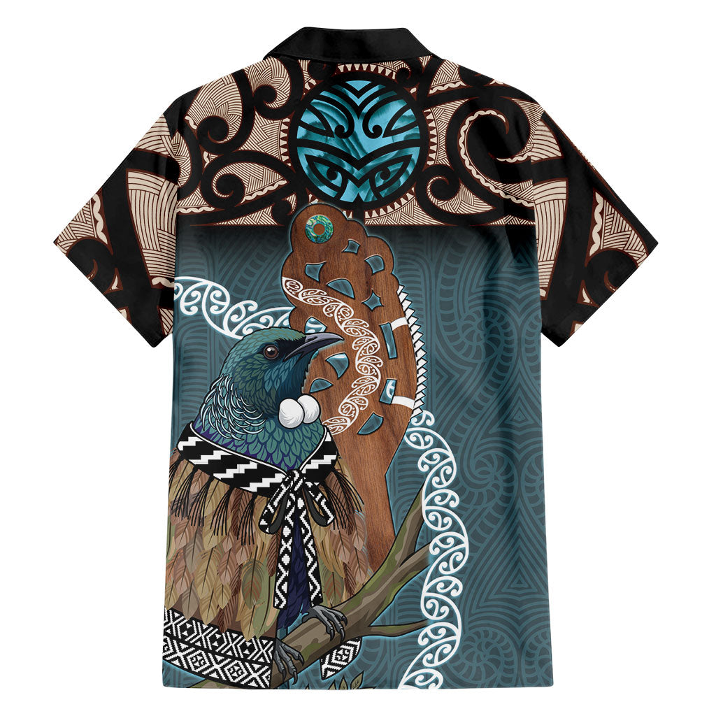 New Zealand Tui Bird Maripi Hawaiian Shirt Maori Weapon Kowhaiwhai Pattern