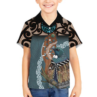 New Zealand Tui Bird Maripi Hawaiian Shirt Maori Weapon Kowhaiwhai Pattern