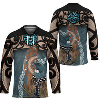 New Zealand Tui Bird Maripi Hockey Jersey Maori Weapon Kowhaiwhai Pattern