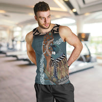 New Zealand Tui Bird Maripi Men Tank Top Maori Weapon Kowhaiwhai Pattern