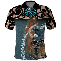 New Zealand Tui Bird Maripi Polo Shirt Maori Weapon Kowhaiwhai Pattern