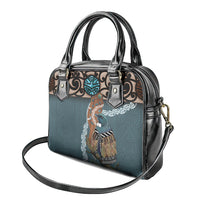 New Zealand Tui Bird Maripi Shoulder Handbag Maori Weapon Kowhaiwhai Pattern
