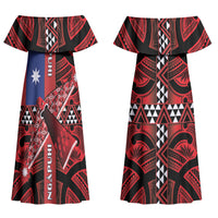 Aotearoa Iwi Ngapuhi Couples Matching Off Shoulder Maxi Dress and Long Sleeve Button Shirt Tuhoronuku Kite United Tribes Flag Maori Pattern LT22 - Polynesian Pride