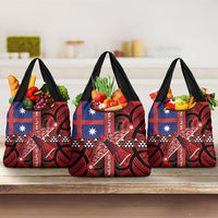Aotearoa Iwi Ngapuhi Grocery Bag Tuhoronuku Kite United Tribes Flag Maori Pattern LT22 3-pack One Size Red - Polynesian Pride
