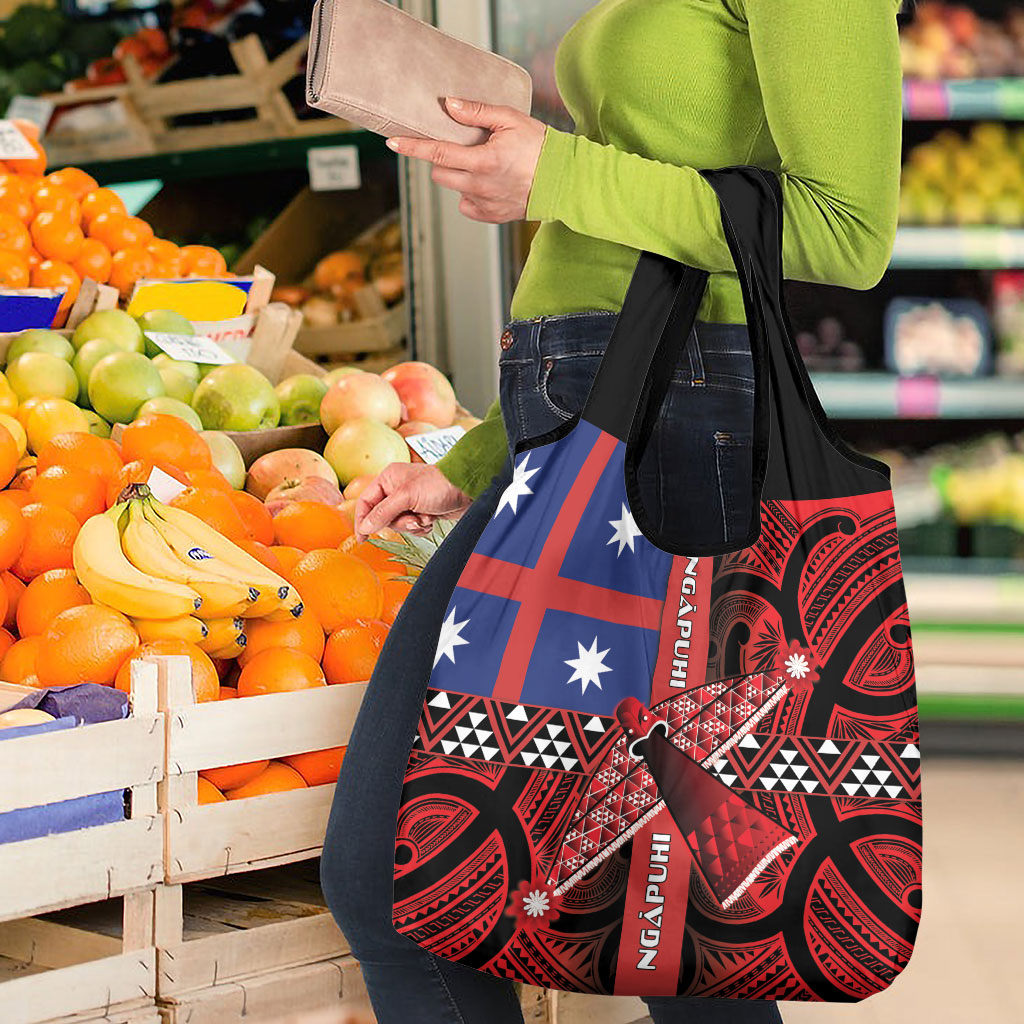 Aotearoa Iwi Ngapuhi Grocery Bag Tuhoronuku Kite United Tribes Flag Maori Pattern LT22 - Polynesian Pride