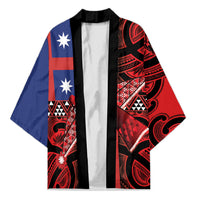 Aotearoa Iwi Ngapuhi Kimono Tuhoronuku Kite United Tribes Flag Maori Pattern LT22 Unisex Red - Polynesian Pride