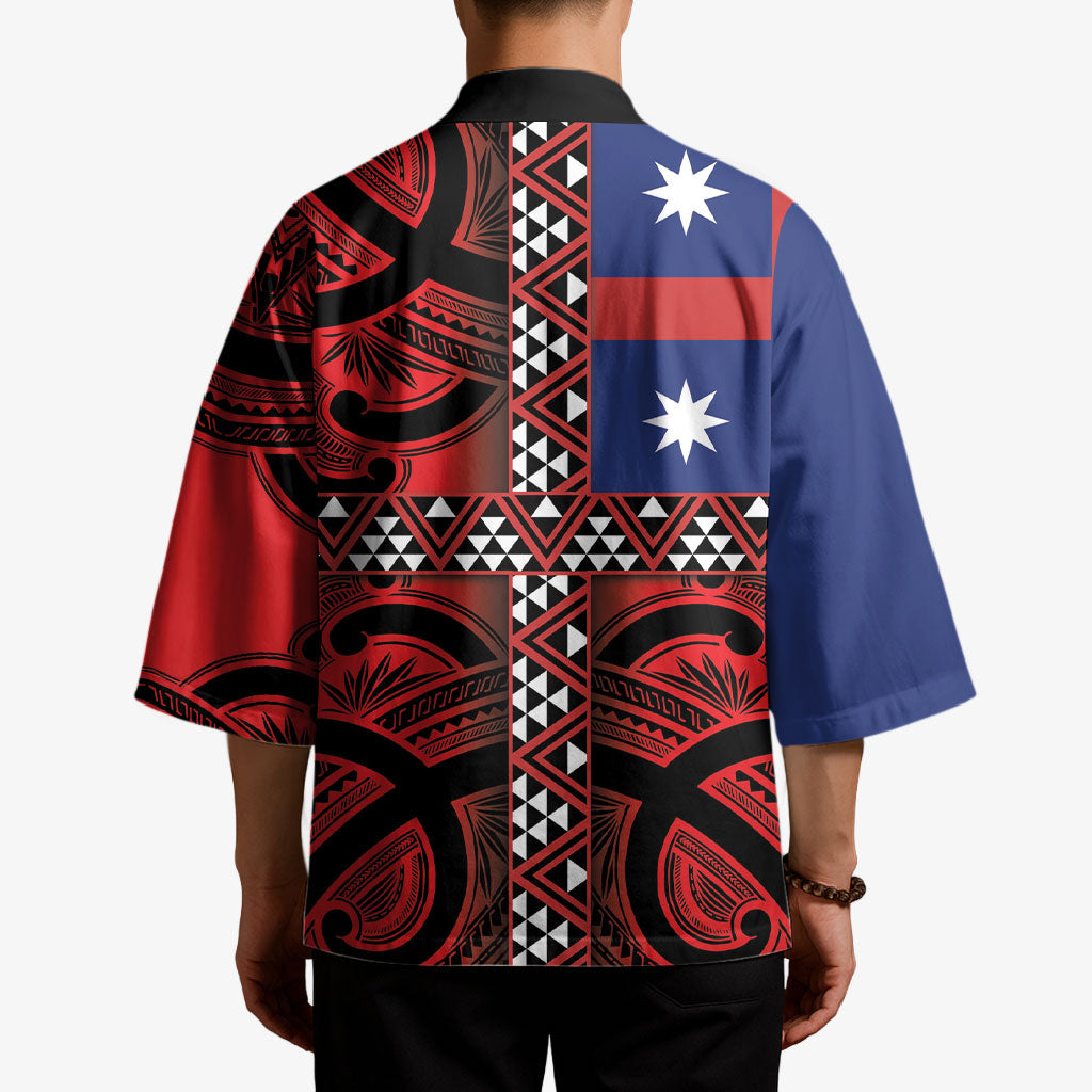 Aotearoa Iwi Ngapuhi Kimono Tuhoronuku Kite United Tribes Flag Maori Pattern LT22 - Polynesian Pride