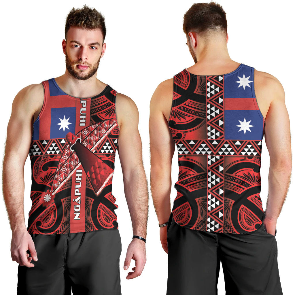 Aotearoa Iwi Ngapuhi Men Tank Top Tuhoronuku Kite United Tribes Flag Maori Pattern LT22 - Polynesian Pride