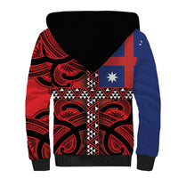 Aotearoa Iwi Ngapuhi Sherpa Hoodie Tuhoronuku Kite United Tribes Flag Maori Pattern LT22 - Polynesian Pride