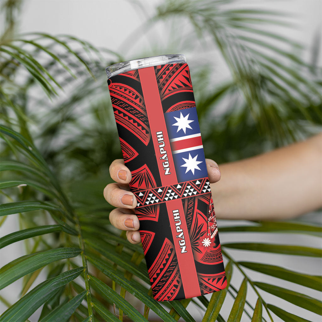 Aotearoa Iwi Ngapuhi Skinny Tumbler Tuhoronuku Kite United Tribes Flag Maori Pattern LT22 - Polynesian Pride