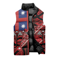 Aotearoa Iwi Ngapuhi Sleeveless Puffer Jacket Tuhoronuku Kite United Tribes Flag Maori Pattern LT22 - Polynesian Pride