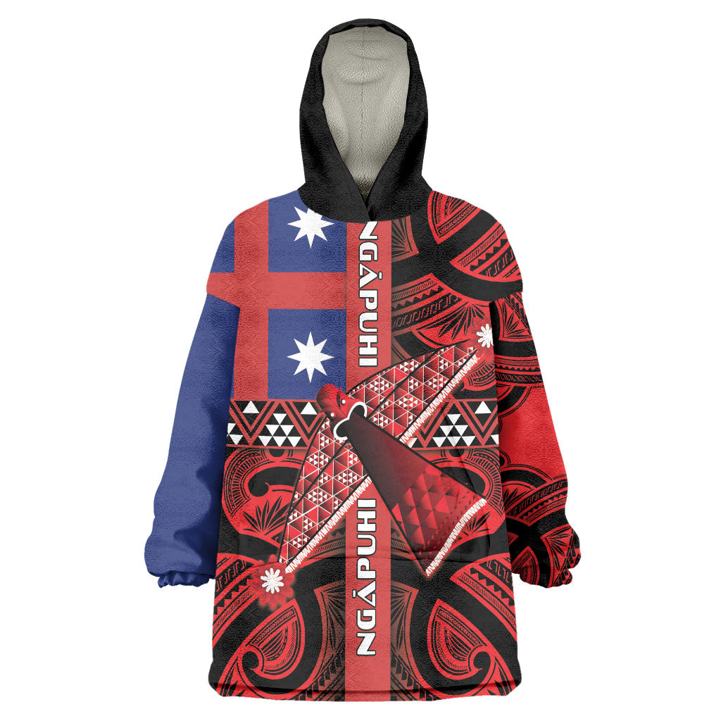 Aotearoa Iwi Ngapuhi Wearable Blanket Hoodie Tuhoronuku Kite United Tribes Flag Maori Pattern LT22 One Size Red - Polynesian Pride