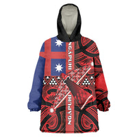 Aotearoa Iwi Ngapuhi Wearable Blanket Hoodie Tuhoronuku Kite United Tribes Flag Maori Pattern LT22 One Size Red - Polynesian Pride