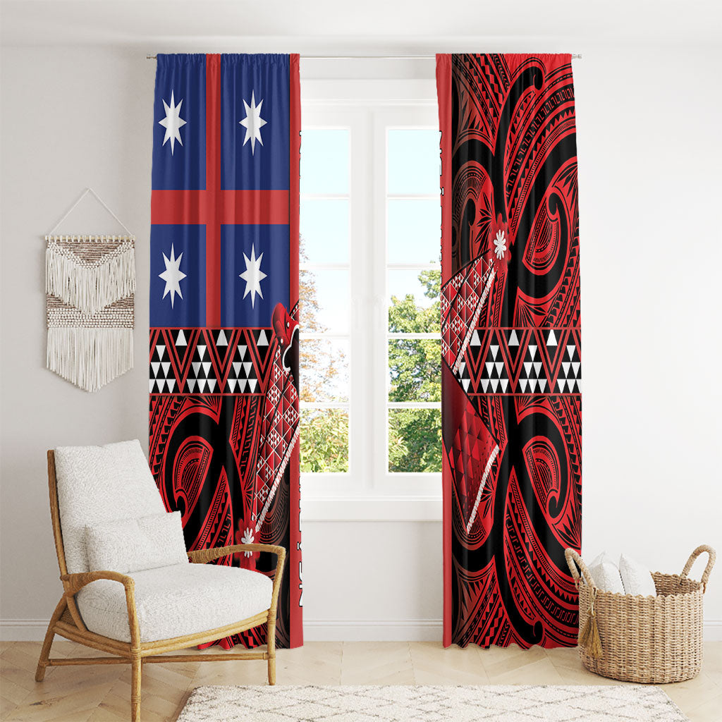 Aotearoa Iwi Ngapuhi Window Curtain Tuhoronuku Kite United Tribes Flag Maori Pattern LT22 - Polynesian Pride