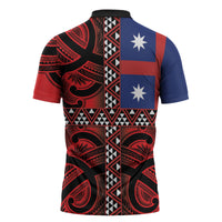 Aotearoa Iwi Ngapuhi Zipper Polo Shirt Tuhoronuku Kite United Tribes Flag Maori Pattern LT22 - Polynesian Pride