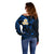 Personalised Niihau Hawaii Off Shoulder Sweater Polynesian Tattoo and Pacific Plumeria Blue Vibe LT9 - Polynesian Pride