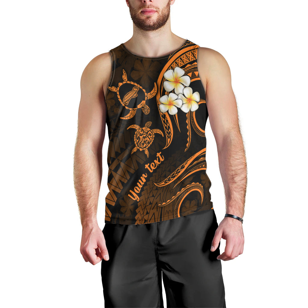 Personalised Niihau Hawaii Men Tank Top Polynesian Tattoo and Pacific Plumeria Gold Vibe LT9 - Polynesian Pride