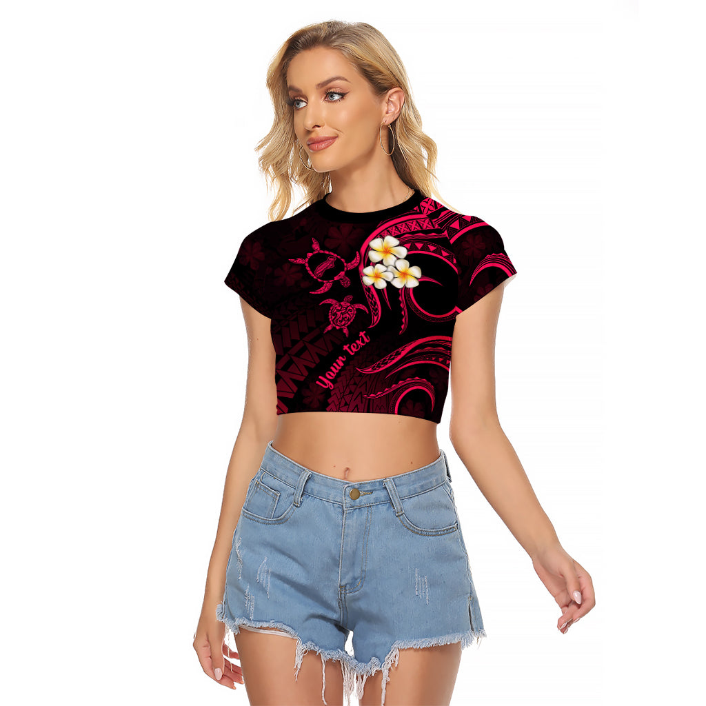 Personalised Niihau Hawaii Raglan Cropped T Shirt Polynesian Tattoo and Pacific Plumeria Pink Vibe LT9 Female Pink - Polynesian Pride