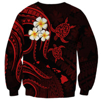 Personalised Niihau Hawaii Sweatshirt Polynesian Tattoo and Pacific Plumeria Red Vibe LT9 - Polynesian Pride
