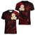 Personalised Niihau Hawaii Women V Neck T Shirt Polynesian Tattoo and Pacific Plumeria Red Vibe LT9 - Polynesian Pride