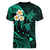 Personalised Niihau Hawaii Women V Neck T Shirt Polynesian Tattoo and Pacific Plumeria Turquoise Vibe LT9 - Polynesian Pride