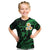 Personalised Molokai Hawaii Kid T Shirt Polynesian Tattoo and Pacific Plumeria Green Vibe LT9 Green - Polynesian Pride