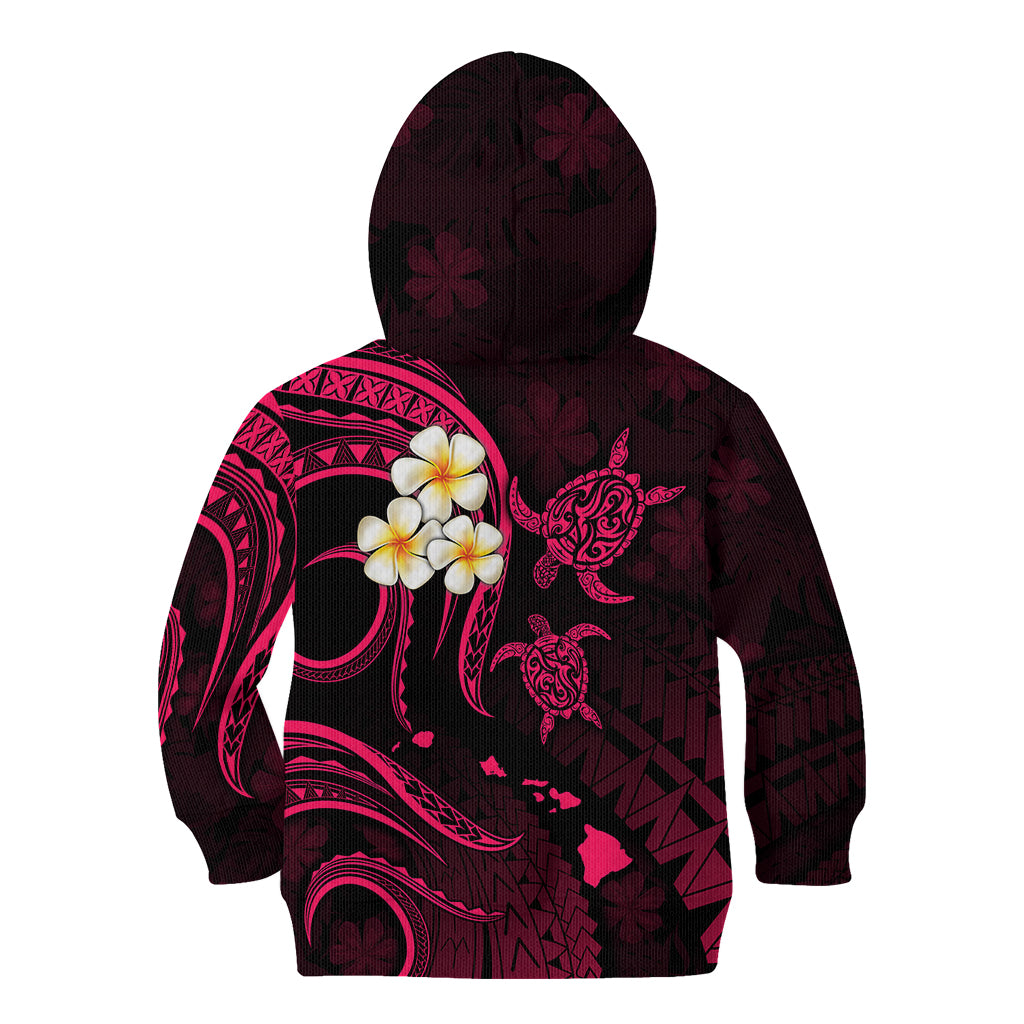 Personalised Molokai Hawaii Kid Hoodie Polynesian Tattoo and Pacific Plumeria Pink Vibe LT9 - Polynesian Pride