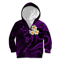 Personalised Molokai Hawaii Kid Hoodie Polynesian Tattoo and Pacific Plumeria Purple Vibe LT9 Zip Hoodie Purple - Polynesian Pride