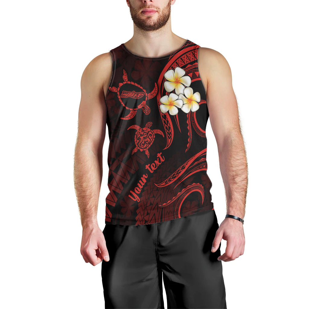Personalised Molokai Hawaii Men Tank Top Polynesian Tattoo and Pacific Plumeria Red Vibe LT9 - Polynesian Pride
