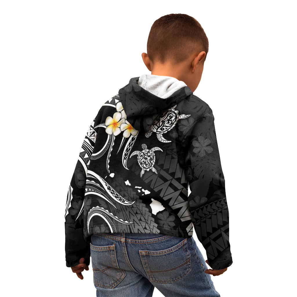 Personalised Molokai Hawaii Kid Hoodie Polynesian Tattoo and Pacific Plumeria White Vibe LT9 - Polynesian Pride