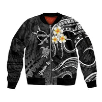 Personalised Molokai Hawaii Sleeve Zip Bomber Jacket Polynesian Tattoo and Pacific Plumeria White Vibe LT9 Unisex White - Polynesian Pride