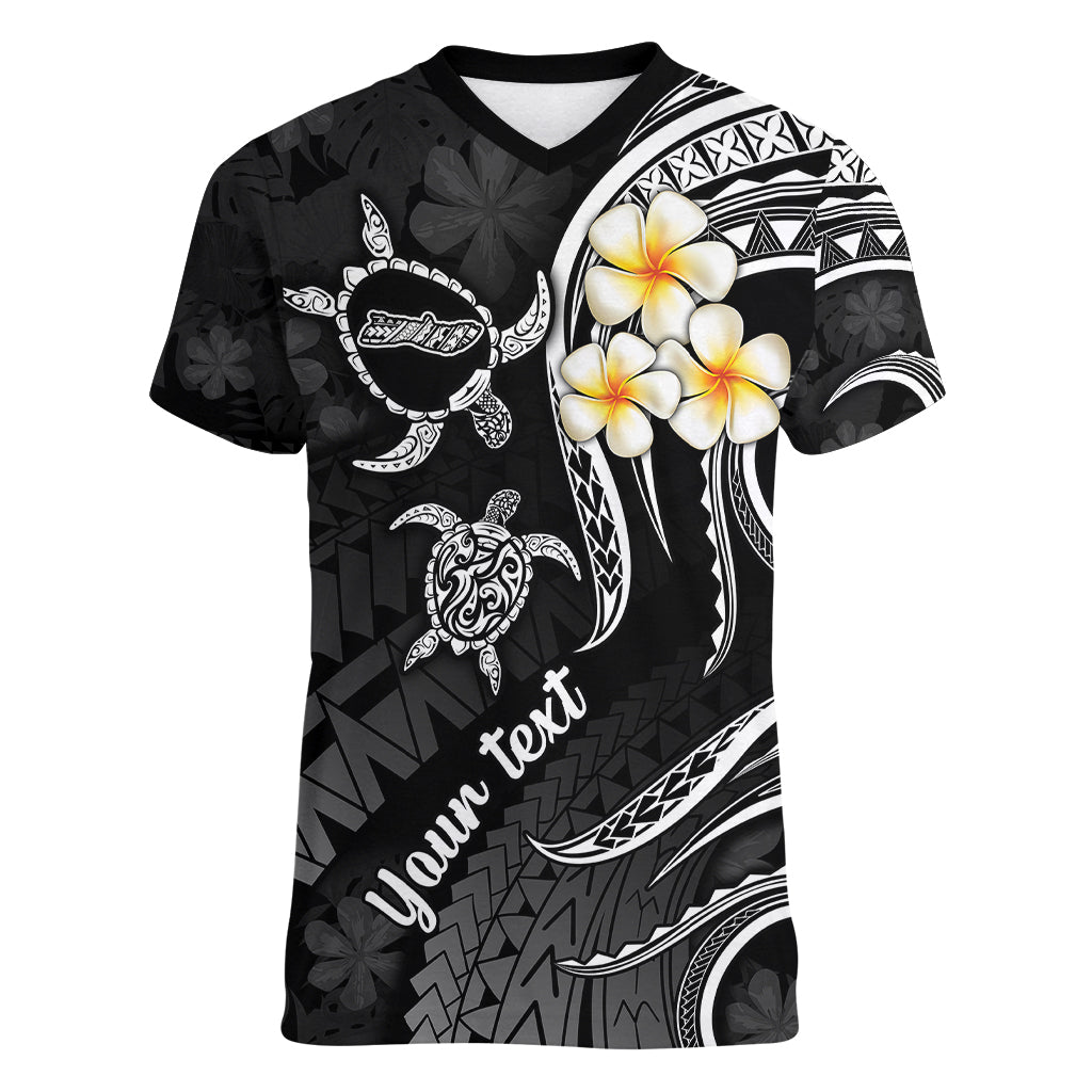 Personalised Molokai Hawaii Women V Neck T Shirt Polynesian Tattoo and Pacific Plumeria White Vibe LT9 Female White - Polynesian Pride