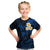 Personalised Lanai Hawaii Kid T Shirt Polynesian Tattoo and Pacific Plumeria Blue Vibe LT9 Blue - Polynesian Pride