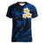 Personalised Lanai Hawaii Women V Neck T Shirt Polynesian Tattoo and Pacific Plumeria Blue Vibe LT9 Female Blue - Polynesian Pride