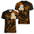 Personalised Lanai Hawaii Women V Neck T Shirt Polynesian Tattoo and Pacific Plumeria Gold Vibe LT9 - Polynesian Pride