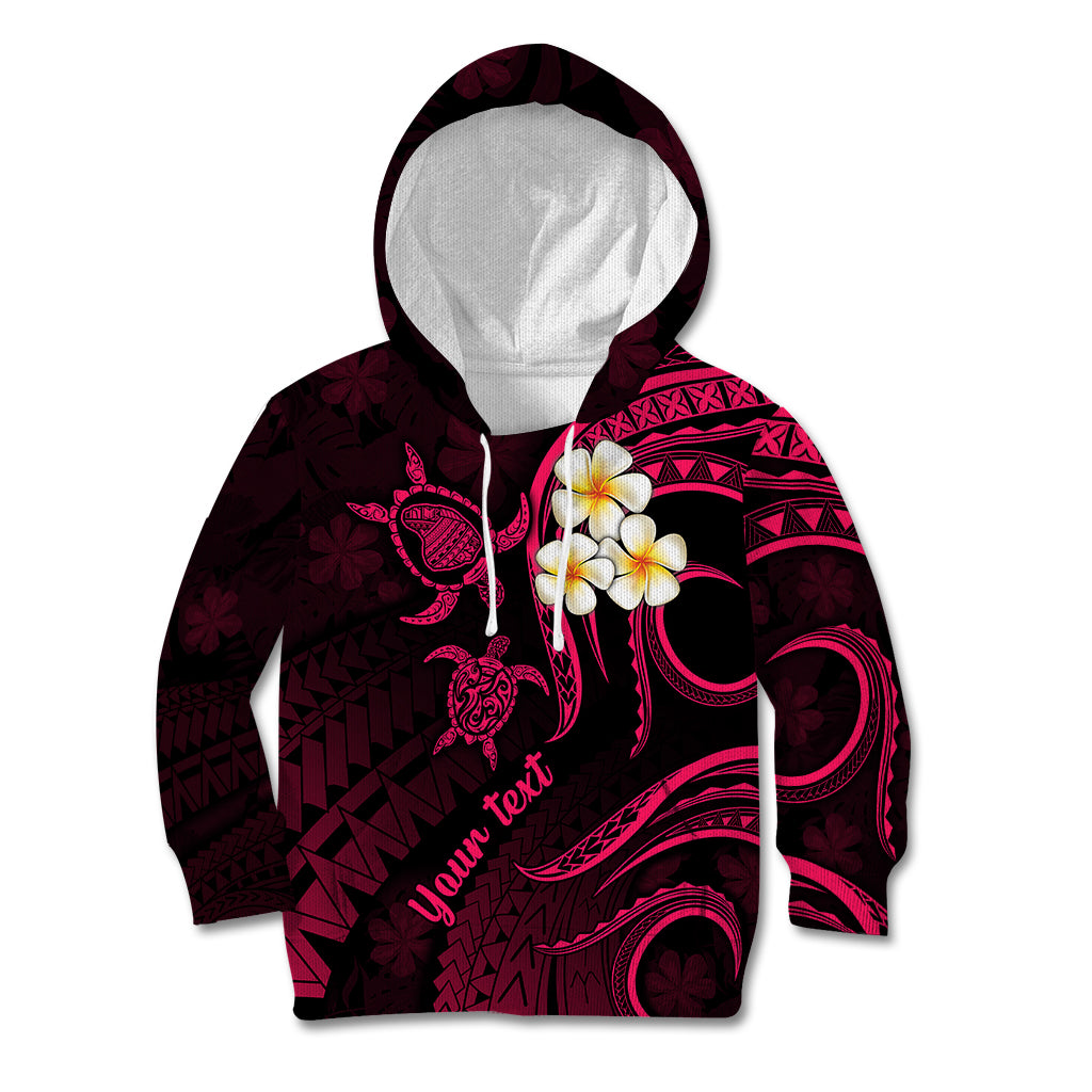 Personalised Lanai Hawaii Kid Hoodie Polynesian Tattoo and Pacific Plumeria Pink Vibe LT9 Hoodie Pink - Polynesian Pride