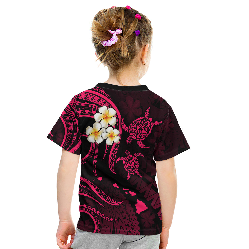 Personalised Lanai Hawaii Kid T Shirt Polynesian Tattoo and Pacific Plumeria Pink Vibe LT9 - Polynesian Pride