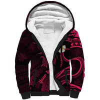Personalised Lanai Hawaii Sherpa Hoodie Polynesian Tattoo and Pacific Plumeria Pink Vibe LT9 Unisex Pink - Polynesian Pride