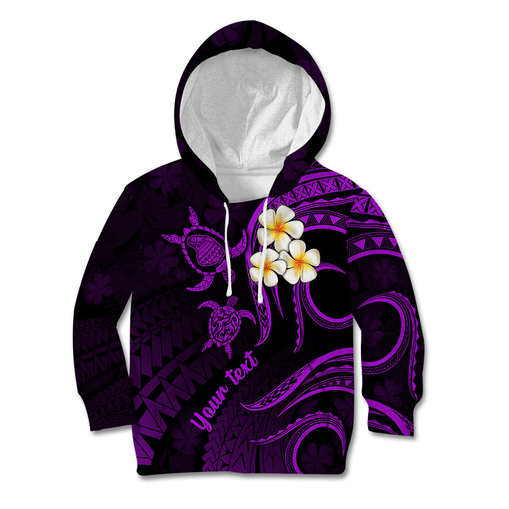 Personalised Lanai Hawaii Kid Hoodie Polynesian Tattoo and Pacific Plumeria Purple Vibe LT9 Hoodie Purple - Polynesian Pride