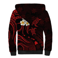 Personalised Lanai Hawaii Sherpa Hoodie Polynesian Tattoo and Pacific Plumeria Red Vibe LT9 - Polynesian Pride